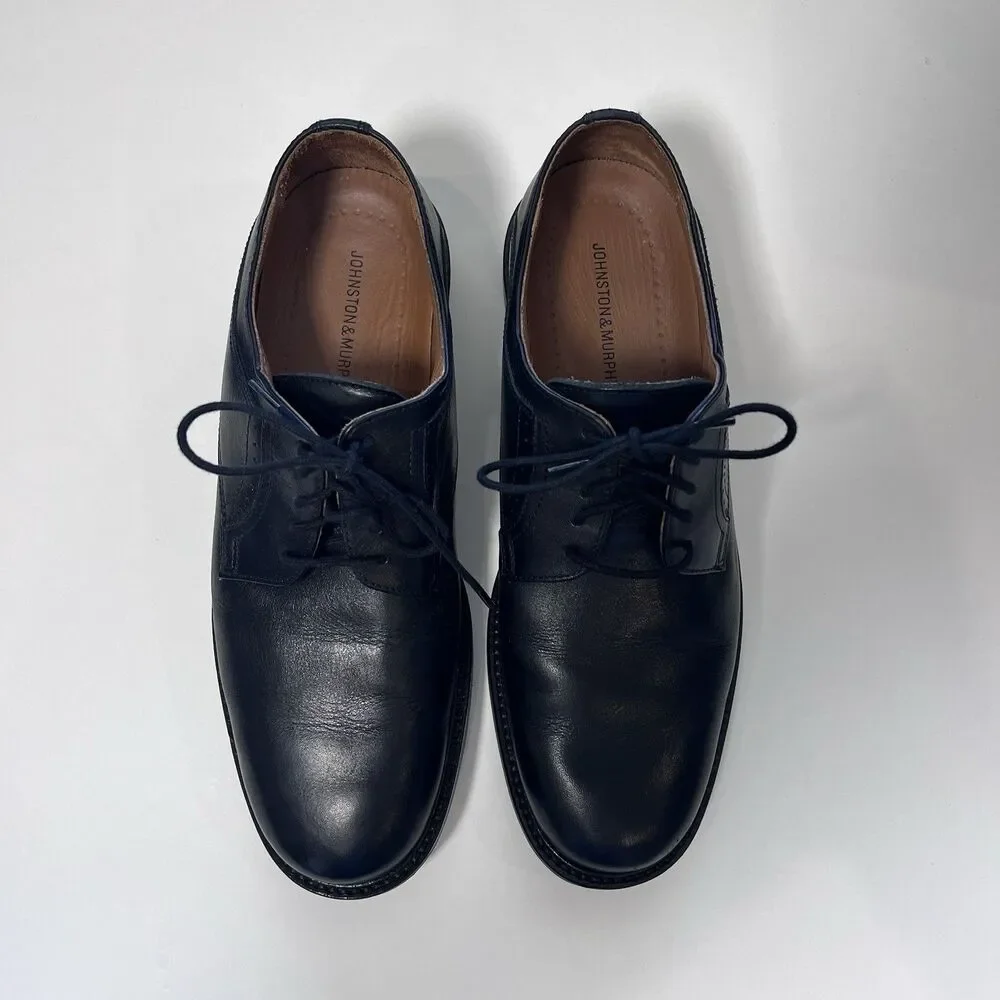 Johnston & Murphy Men’s Black Leather Derby Dress Shoes Lace-Up 11 M Lined
